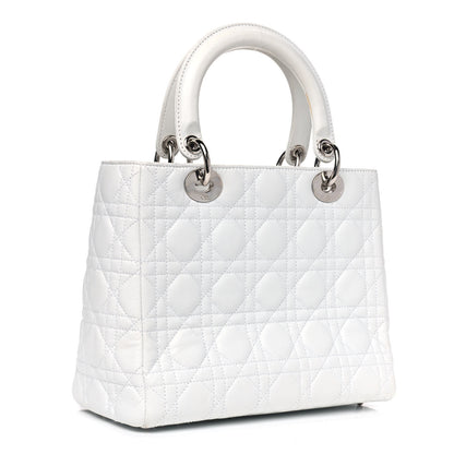 Christian Dior Lambskin Cannage Medium Lady Dior White 2 of 11