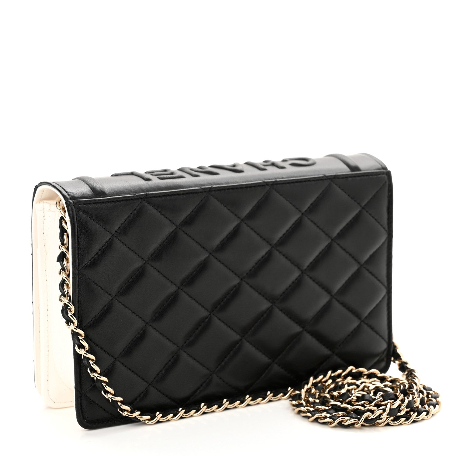 Chanel Lambskin Quilted Book Wallet On Chain WOC Black 3 of 12