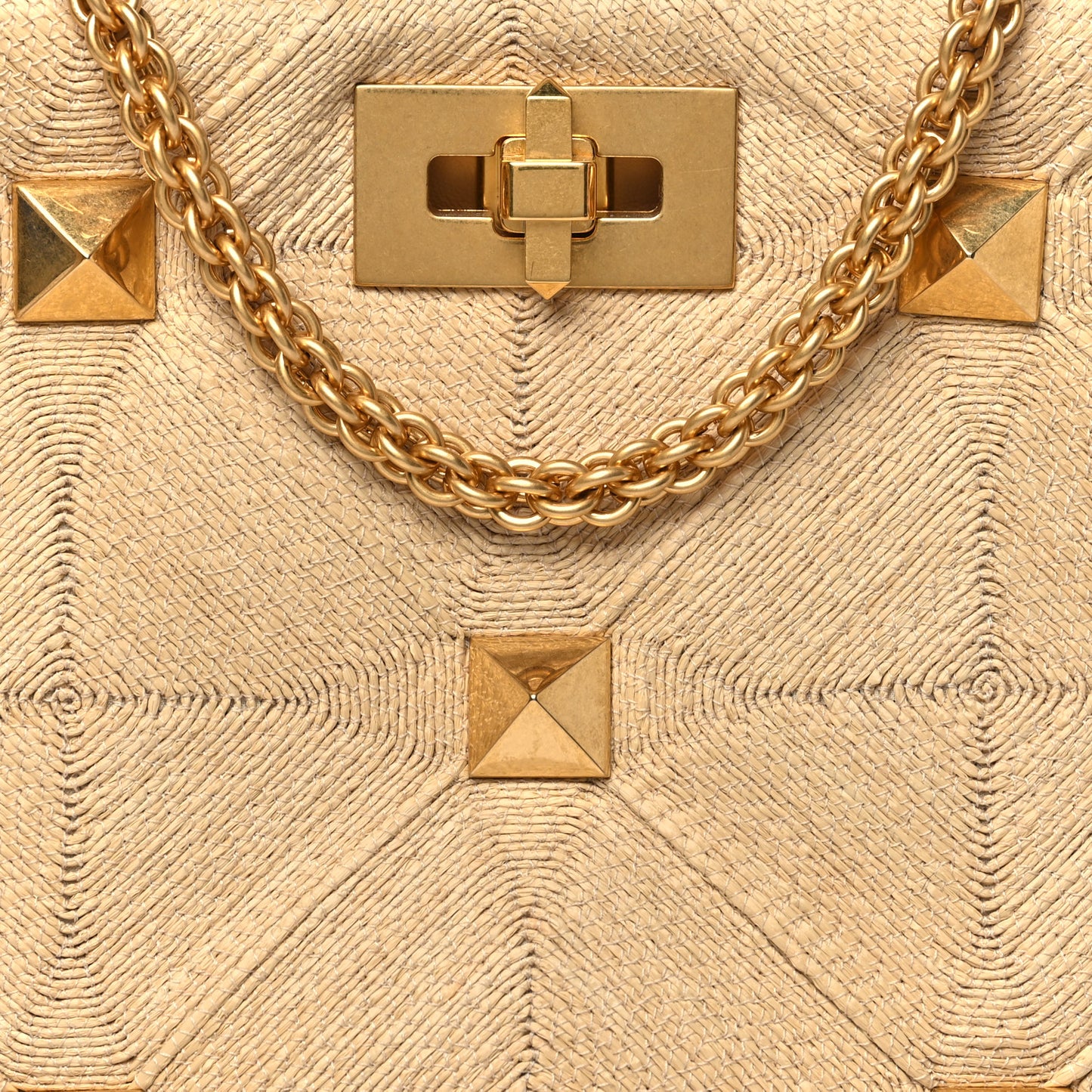 Raffia Small Roman Stud The Handle Bag Natural