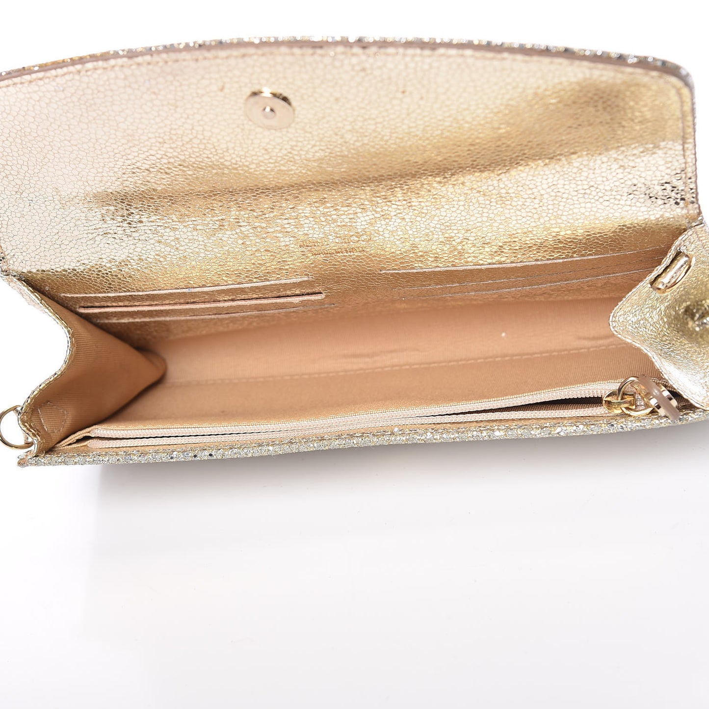 Glitter Fabric Large Riane Clutch Champagne