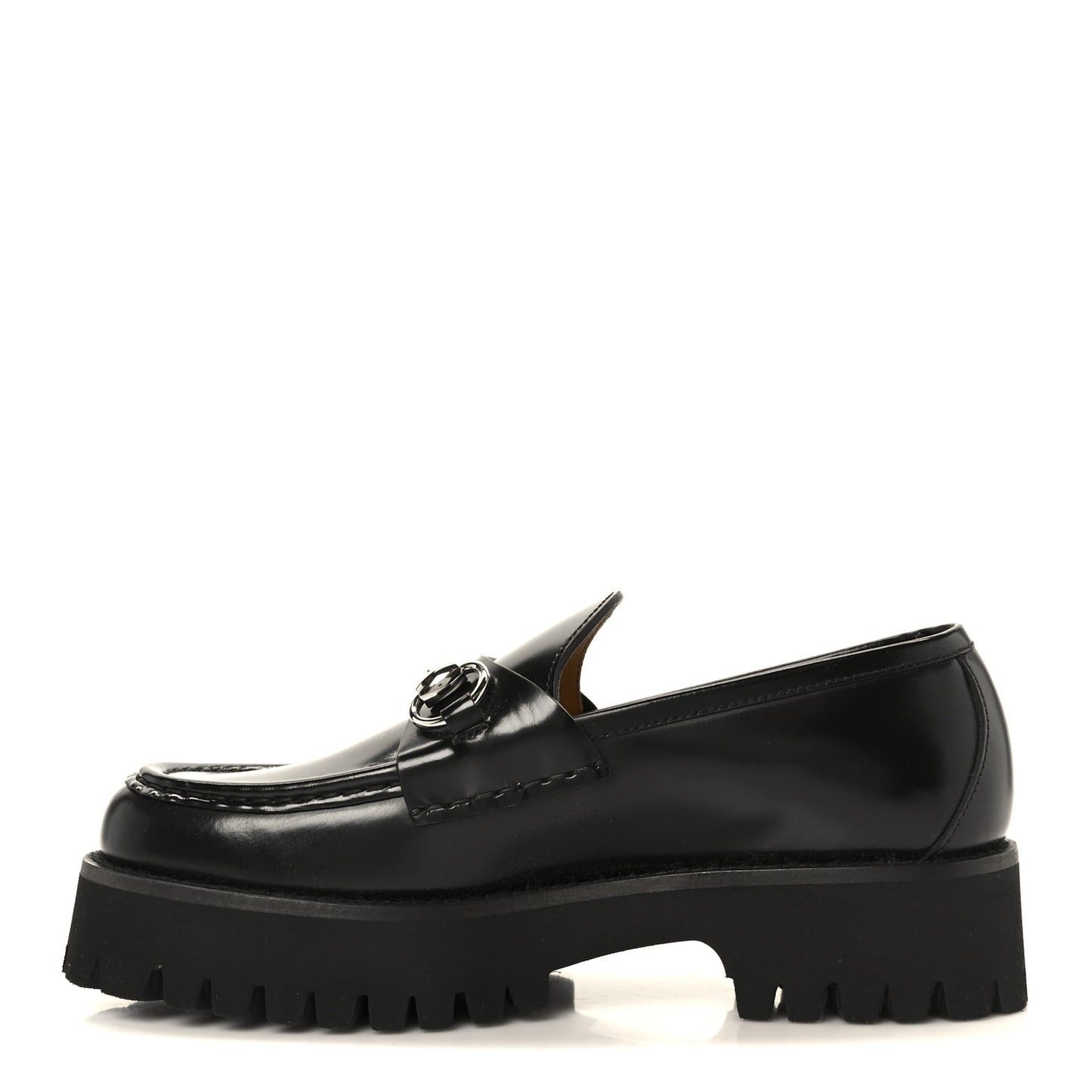 Cordovan Lux Womens Horsebit 45mm Platform Loafers 36 Black