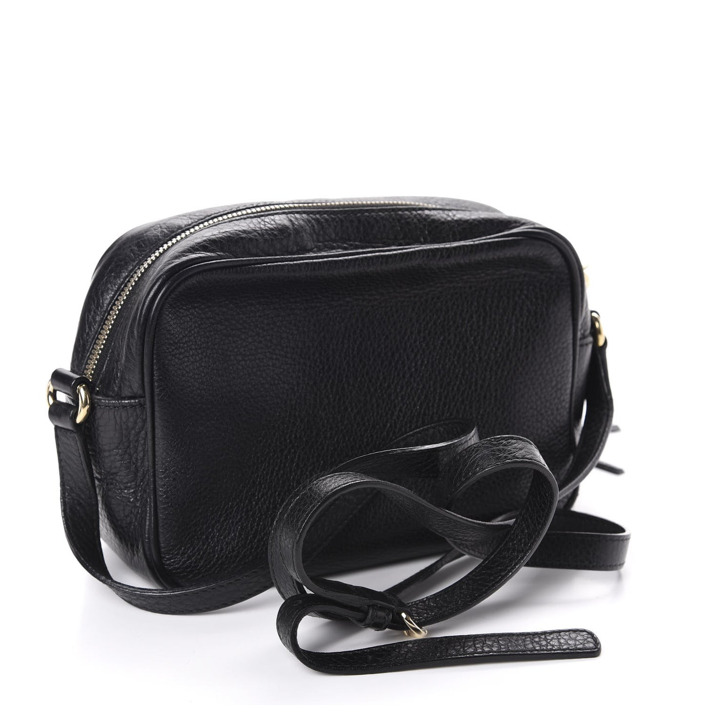 Pebbled Calfskin Small Soho Disco Bag Black