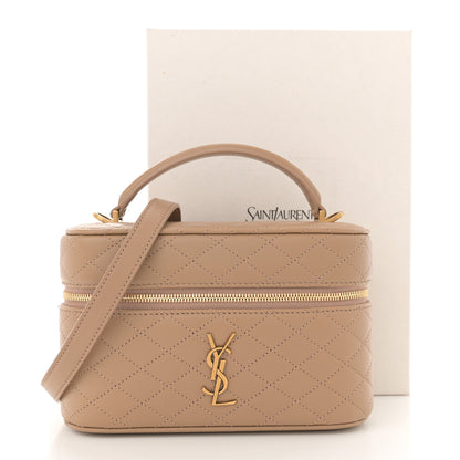 Saint Laurent Lambskin Quilted Mini Gaby Vanity Case Dark Toffee 14 of 14