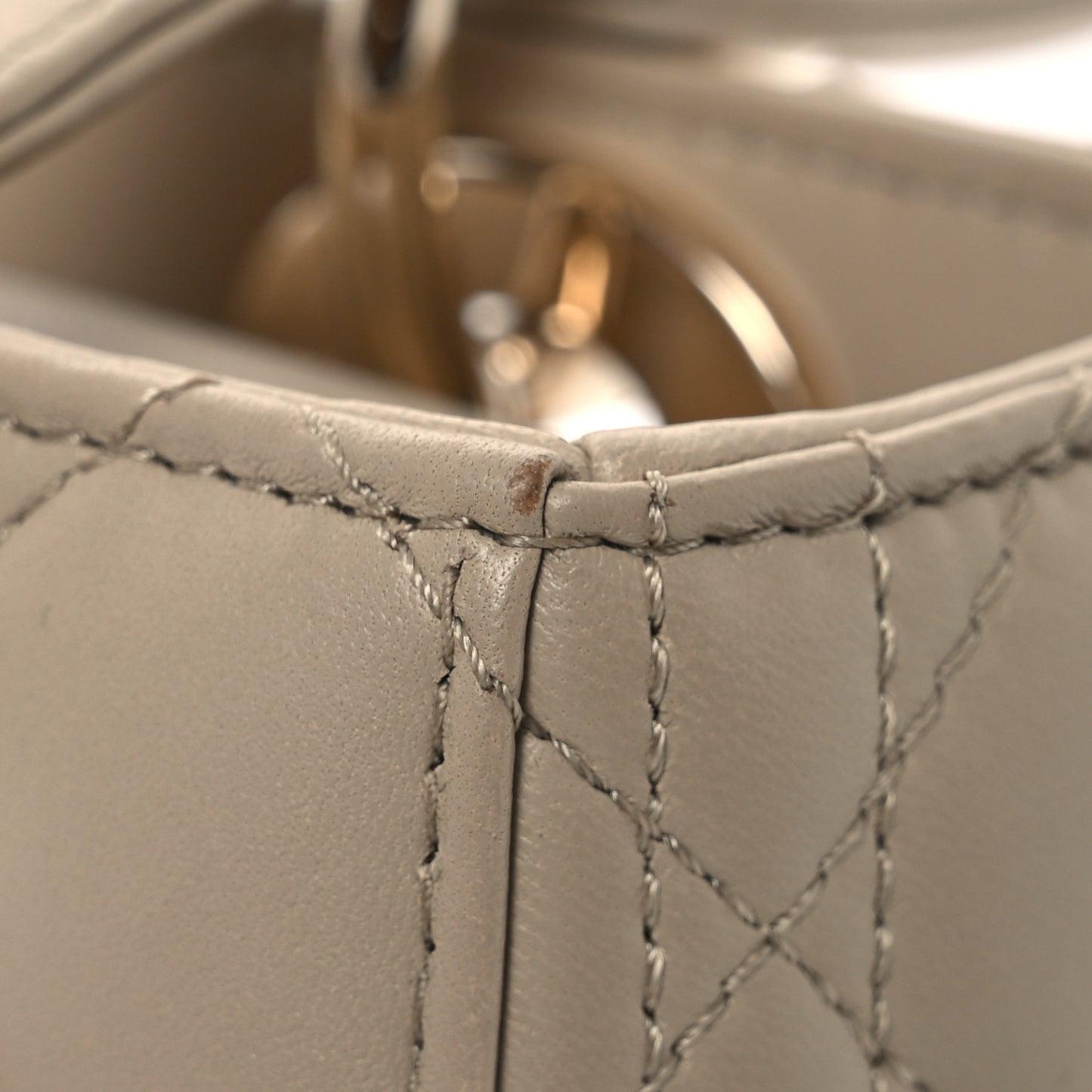 Lambskin Cannage Small Lucky Badges My Lady Dior Beige