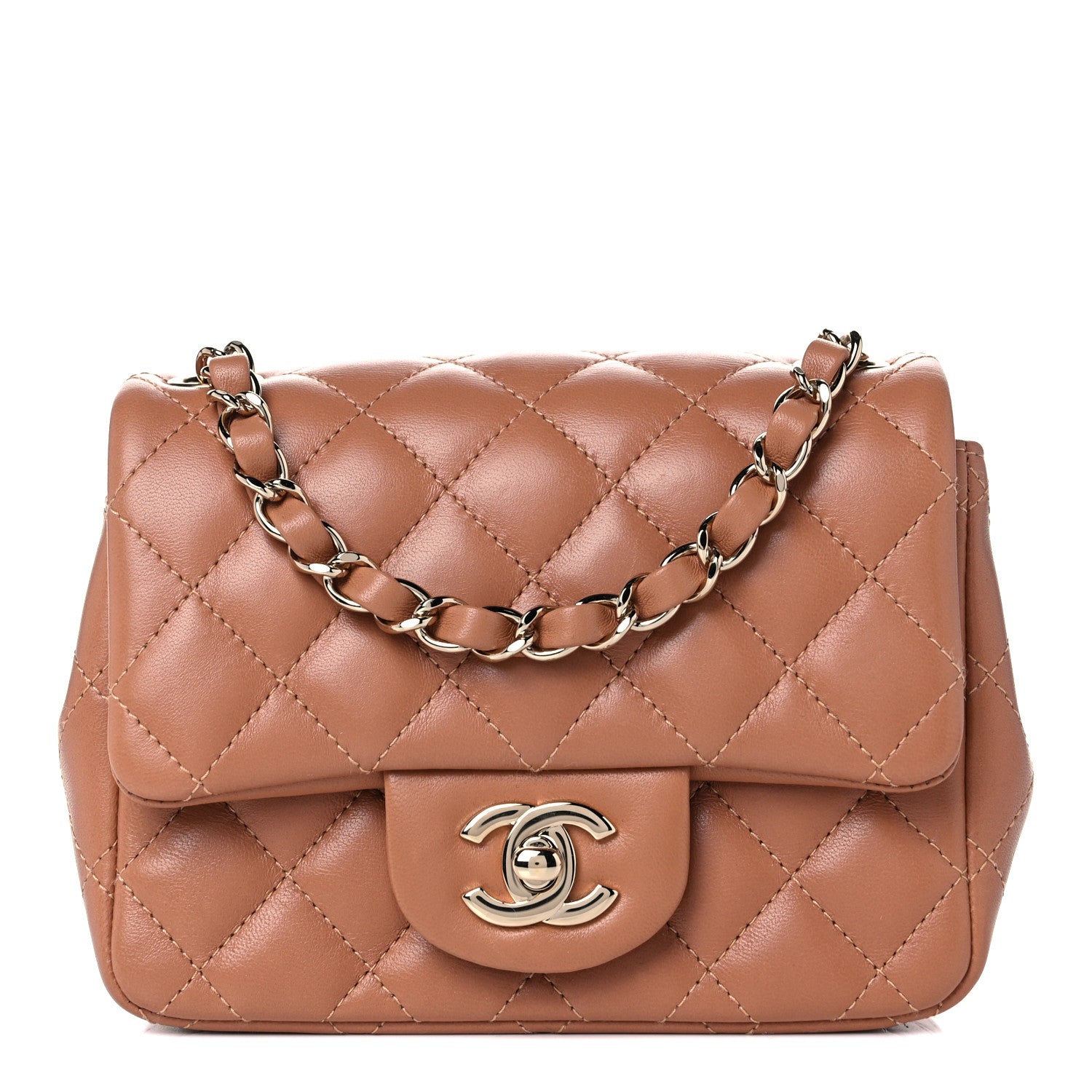Chanel Lambskin Quilted Mini Square Flap Brown 1 of 10