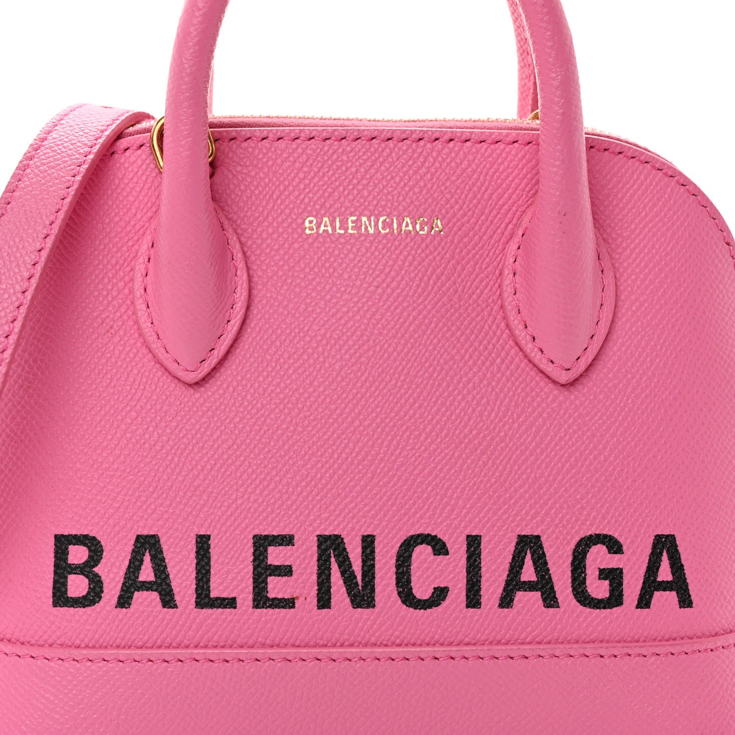 Balenciaga Signature Grained Calfskin Logo XXS Ville Top Handle Bag Rose Bubblegum Black 7 of 10