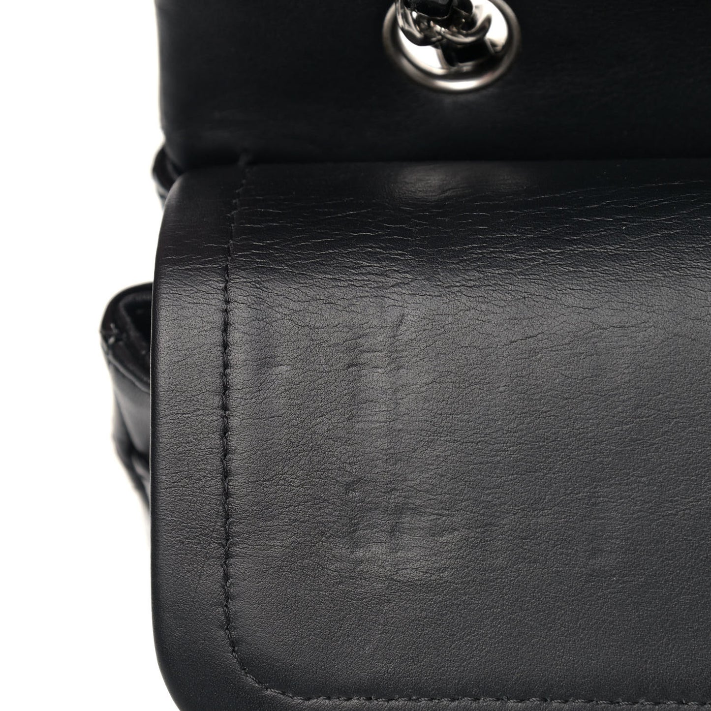 Patent Quilted Medium Double Flap Black