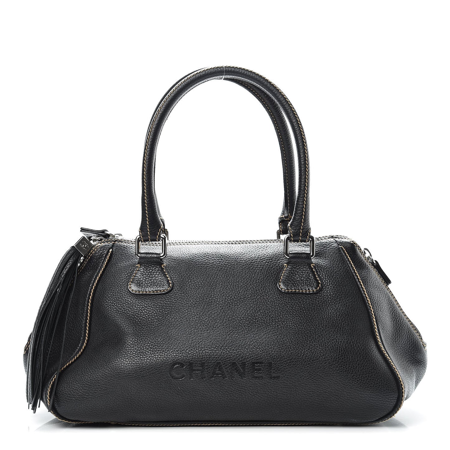Calfskin Tassel Satchel Black