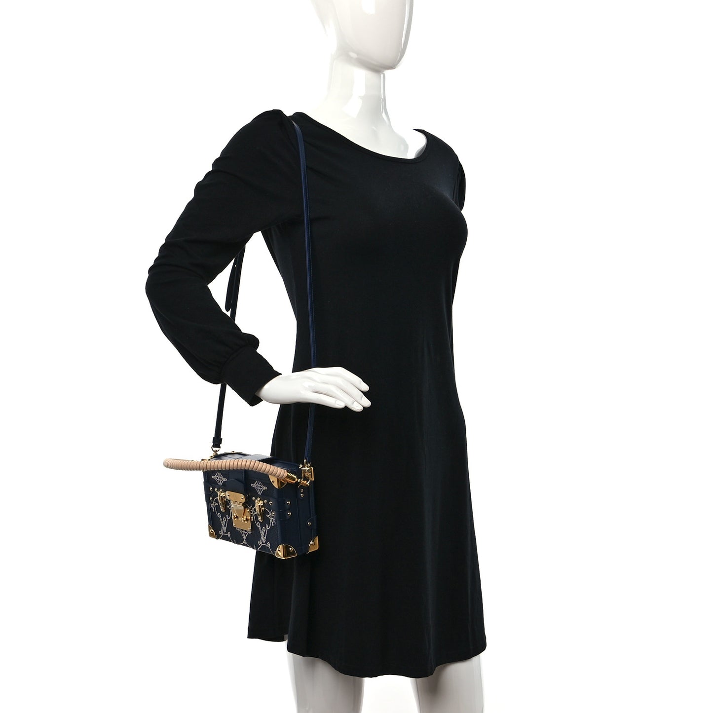 Calfskin Nautical Monogram Petite Malle Navy Blue