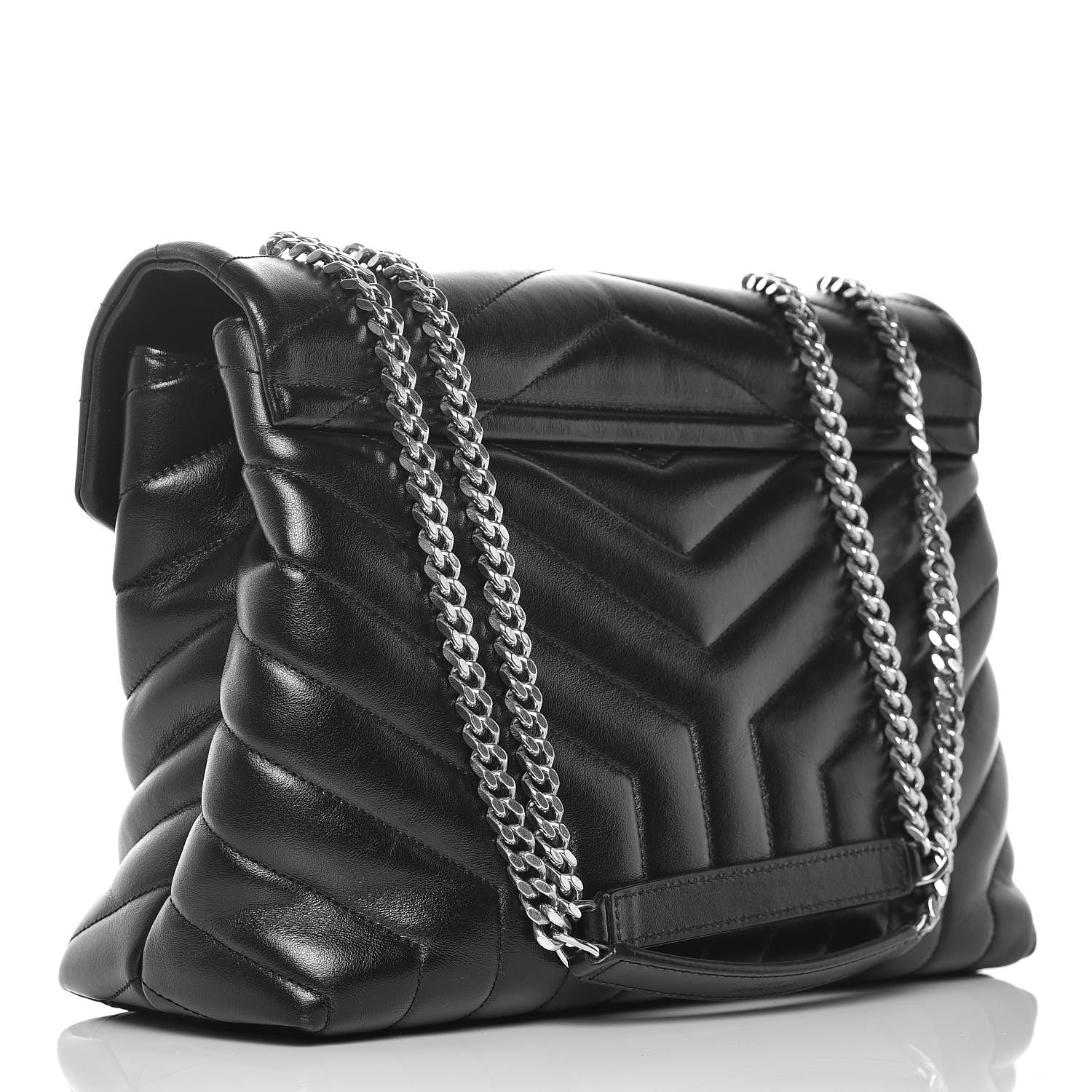 Saint Laurent Calfskin Y Quilted Monogram Medium Loulou Chain Satchel Black 3 of 7