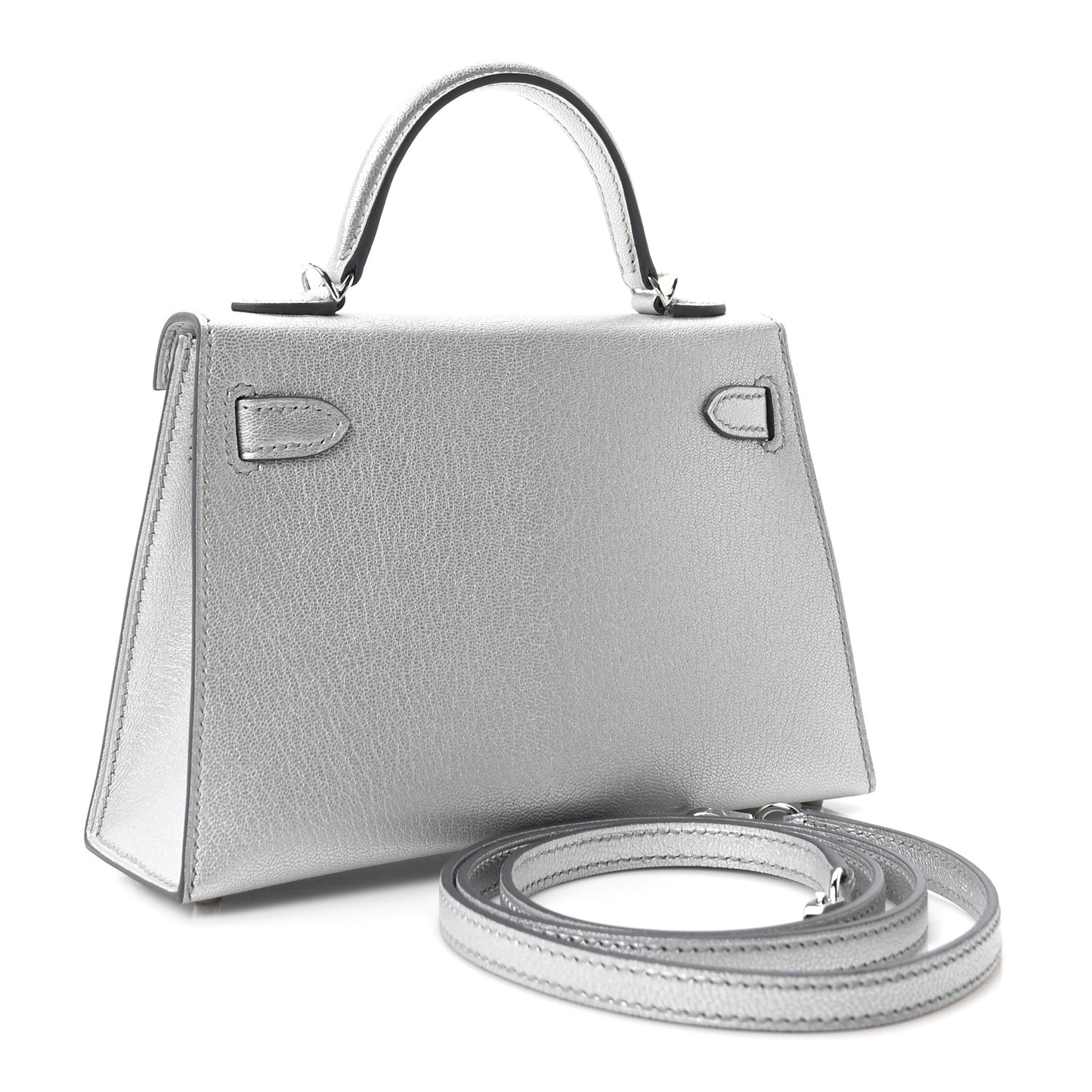Metallic Chevre Chamkilight Mini Kelly Sellier 20 Argent