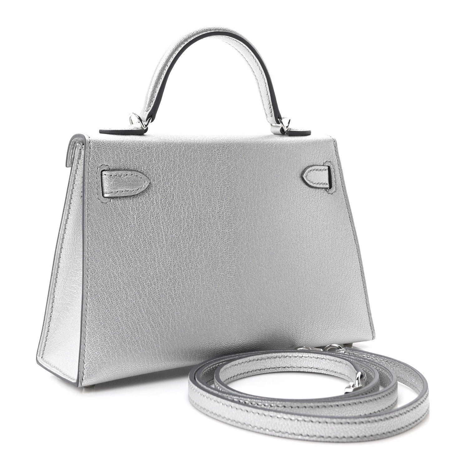 Hermes Metallic Chevre Chamkilight Mini Kelly Sellier 20 Argent 2 of 9