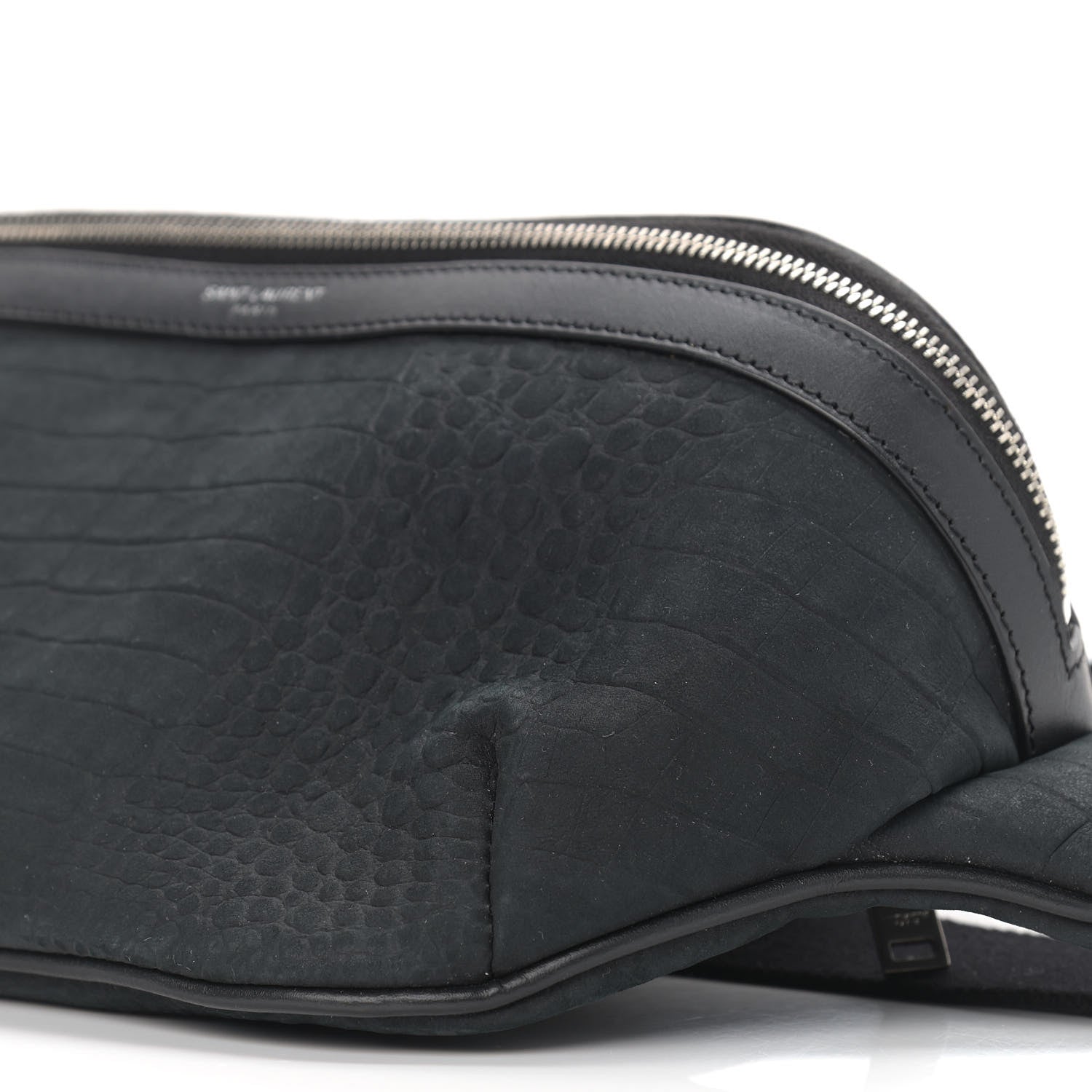 Saint Laurent Nubuck Crocodile Embossed Classic Belt Bag Black 9 of 9