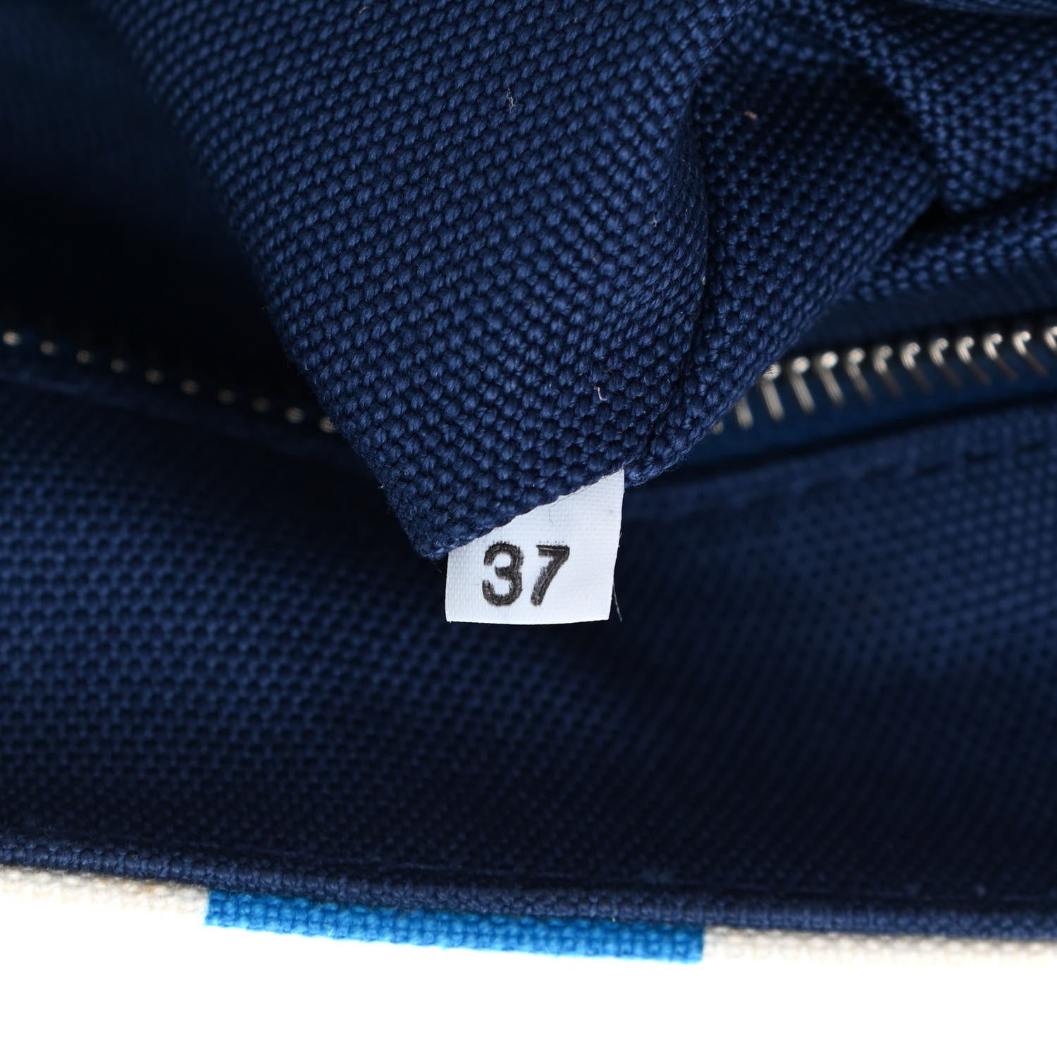 Miu Miu Canvas Striped Small Tote Blue White 6 of 8