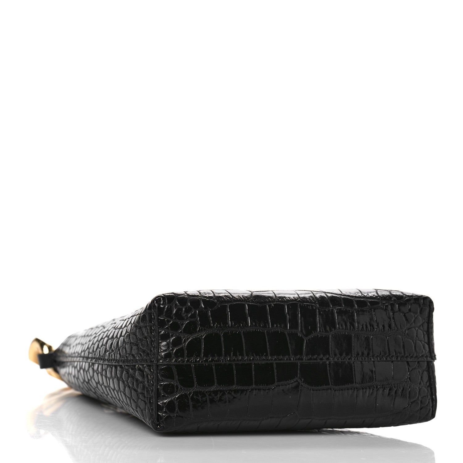Tom Ford Calfskin Crocodile Embossed Mini Maxi Chain Bucket Bag Black 4 of 8