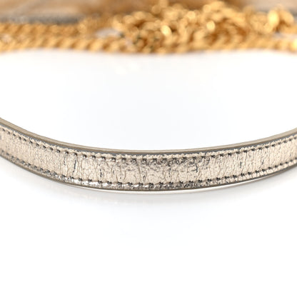 Saint Laurent Grain De Poudre Matelasse Chevron Monogram Envelope Chain Wallet Gold 10 of 11