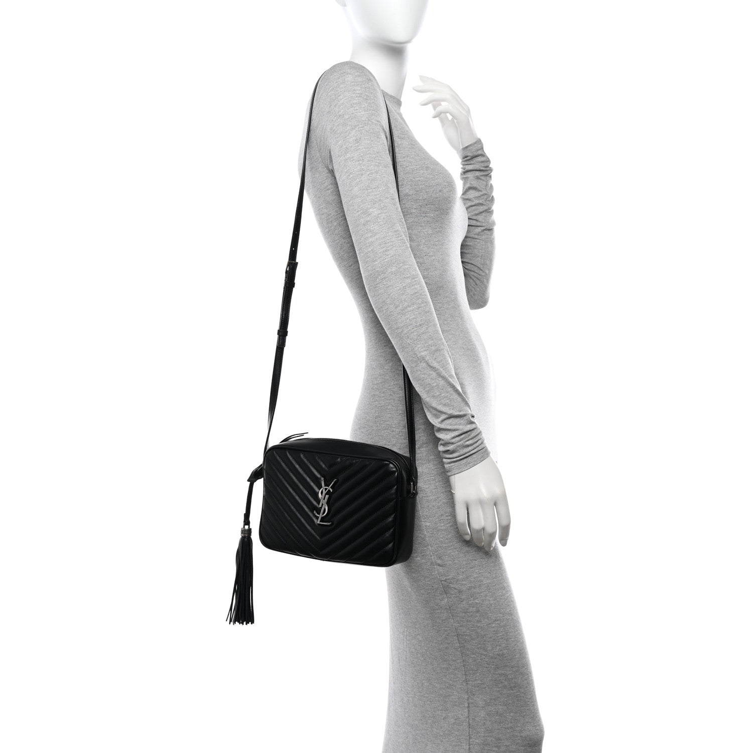 Saint Laurent Calfskin Matelasse Monogram Lou Camera Bag Black 2 of 14