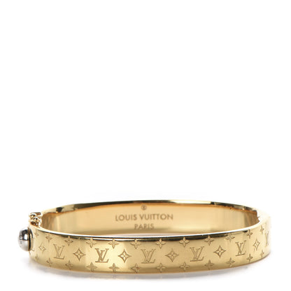 Louis Vuitton Brass Monogram Nanogram Cuff S Gold 1 of 5