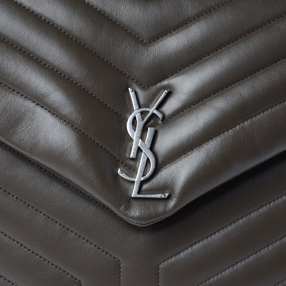 Saint Laurent Calfskin Y Quilted Monogram Large Loulou Chain Satchel Kaki Fonce 9 of 11