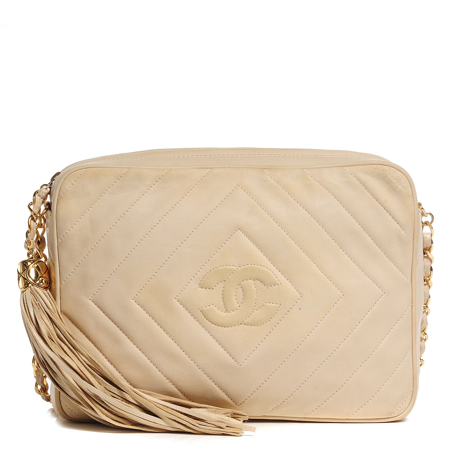 Chanel Lambskin Chevron Tassel Camera Case Beige Clair 1 of 8
