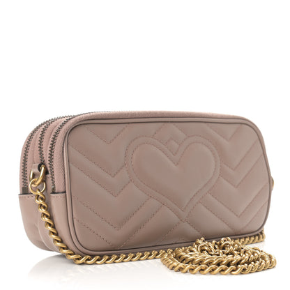 Gucci Calfskin Matelasse Mini GG Marmont Chain Crossbody Bag Porcelain Rose 3 of 11