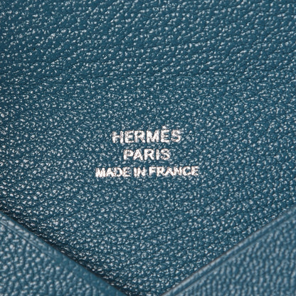 Hermes Chevre Mysore Calvi Card Case Vert Bosphore 6 of 8