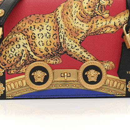 Versace Calfskin Leopard Baroque Print Medium Icon Chain Bag Black Multicolor 8 of 12