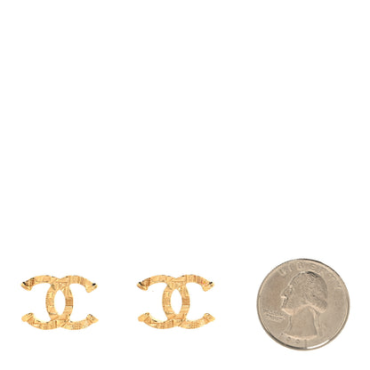 Chanel Metal Textured CC Earrings Gold 2 of 5