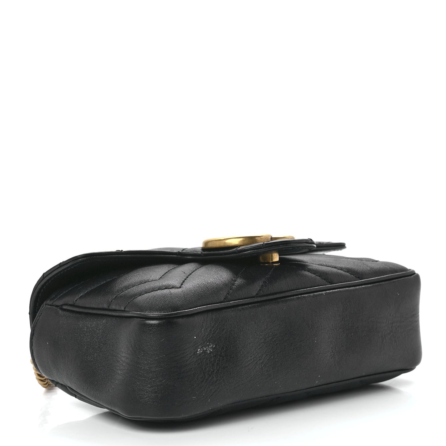 Calfskin Matelasse Super Mini GG Marmont Shoulder Bag Black