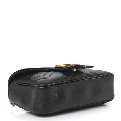 Gucci Calfskin Matelasse Super Mini GG Marmont Shoulder Bag Black 4 of 12