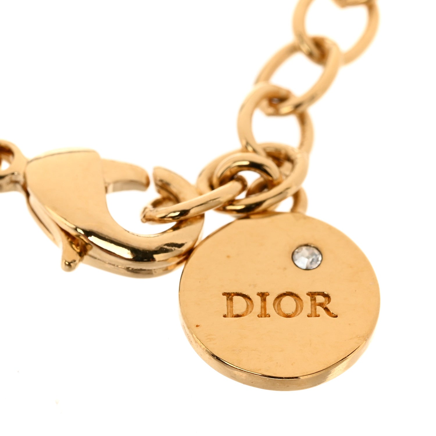 Christian Dior Metal Crystal Letters Bracelet Gold 4 of 5