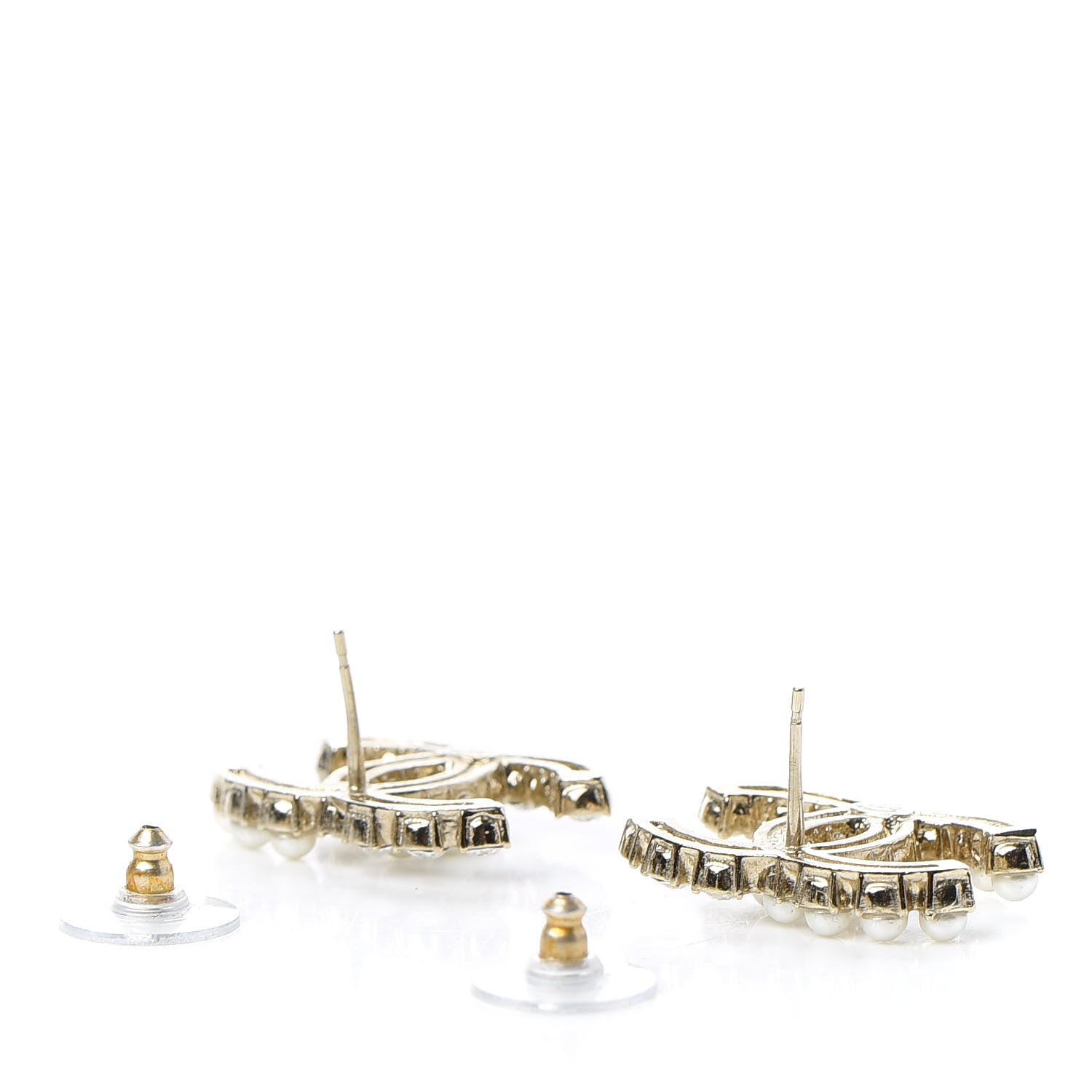 Chanel Crystal Pearl CC Dazzling Domino Earrings Gold 3 of 5