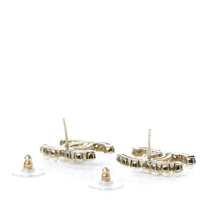 Chanel Crystal Pearl CC Dazzling Domino Earrings Gold 3 of 5