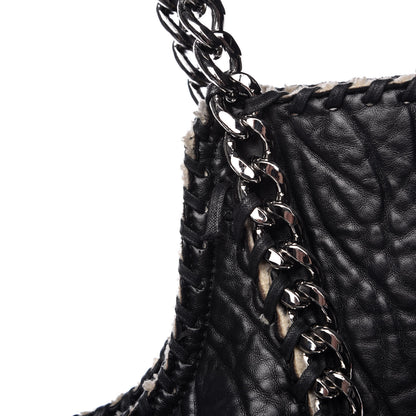 Stella McCartney Shaggy Deer Shearling Chain Falabella Tote Black 8 of 17