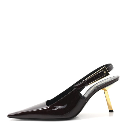 Saint Laurent Vernice Gloss Lee 75 Slingback Pumps 39 Marron Glacé 1 of 9