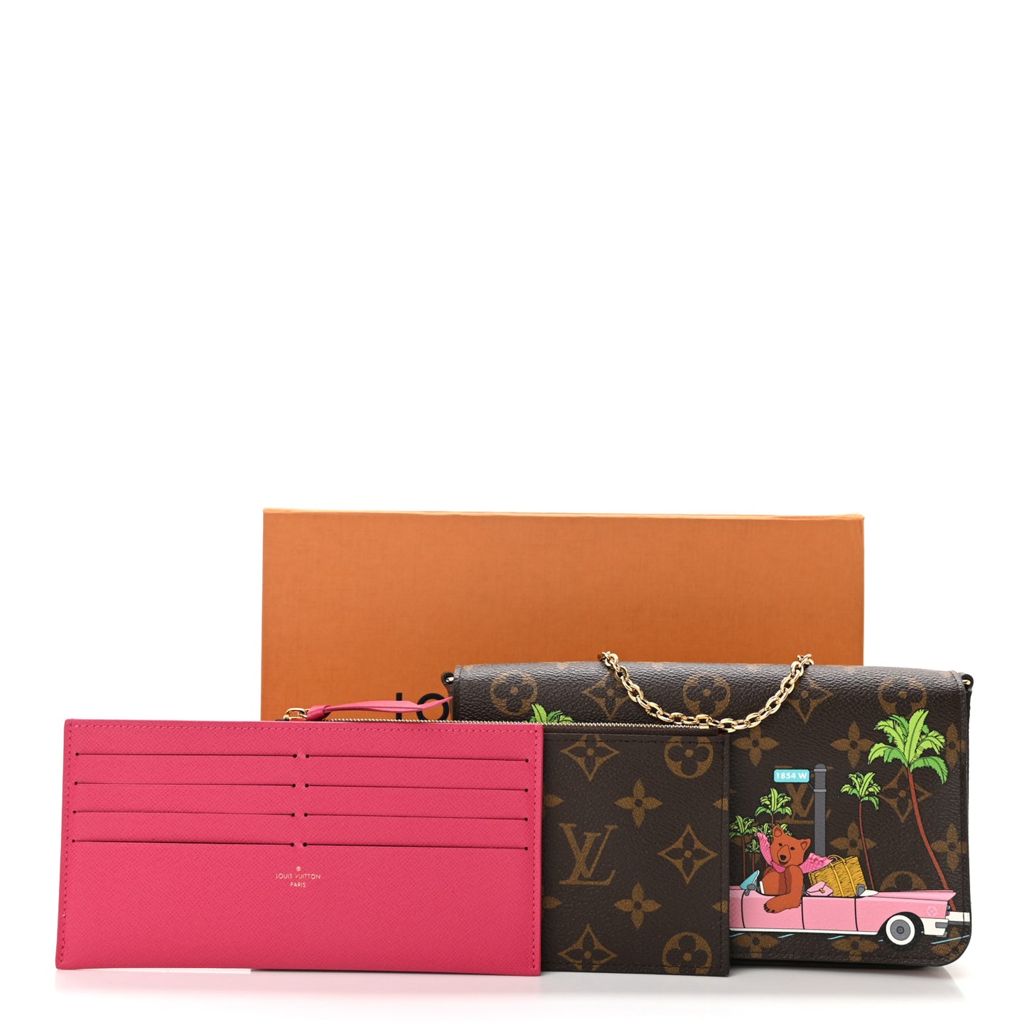 Monogram 2021 Christmas Animation Hollywood Pochette Felicie Chain Wallet Fuchsia