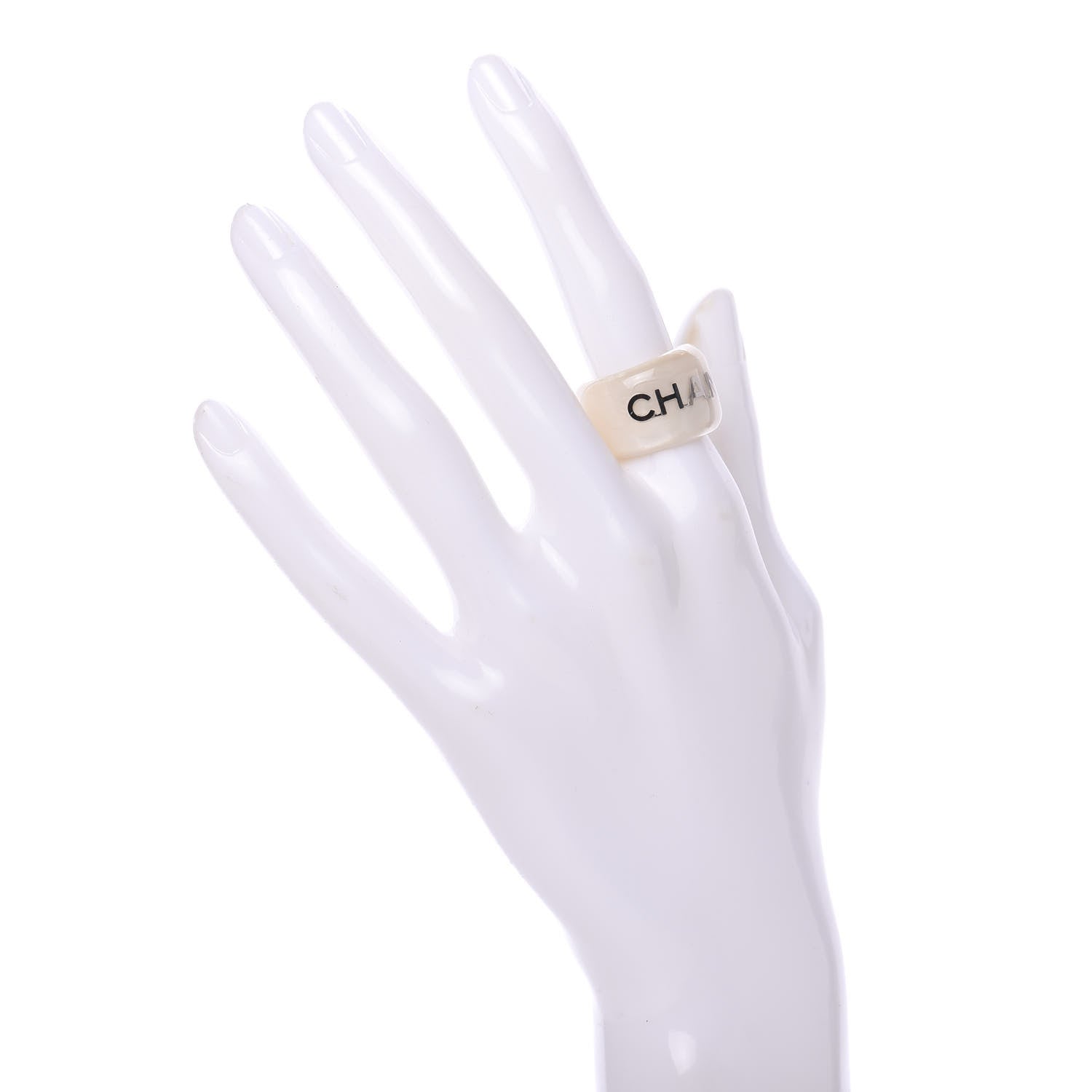 Chanel Resin Logo Ring 7 White 2 of 3