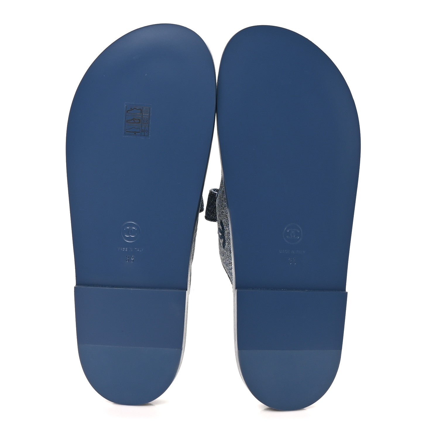 Chanel Denim CC Velcro Dad Chain CC Slide Sandals 39 Blue 1923587