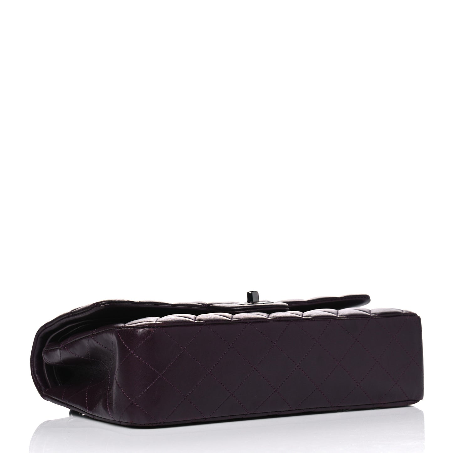 Lambskin Quilted Medium Double Flap Purple
