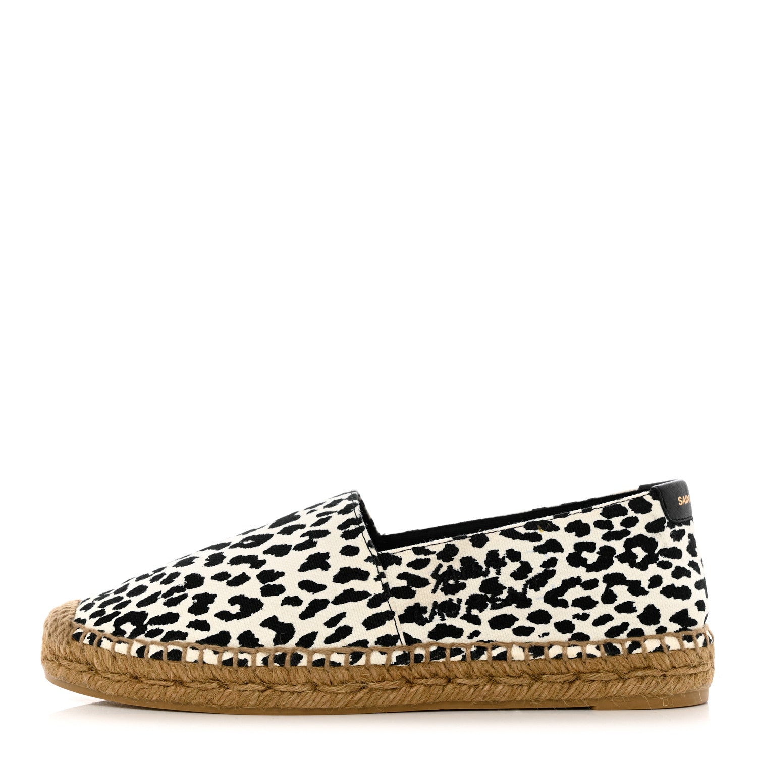 Saint Laurent Canvas Leopard Print Espadrilles 37.5 Latte Black 1 of 9