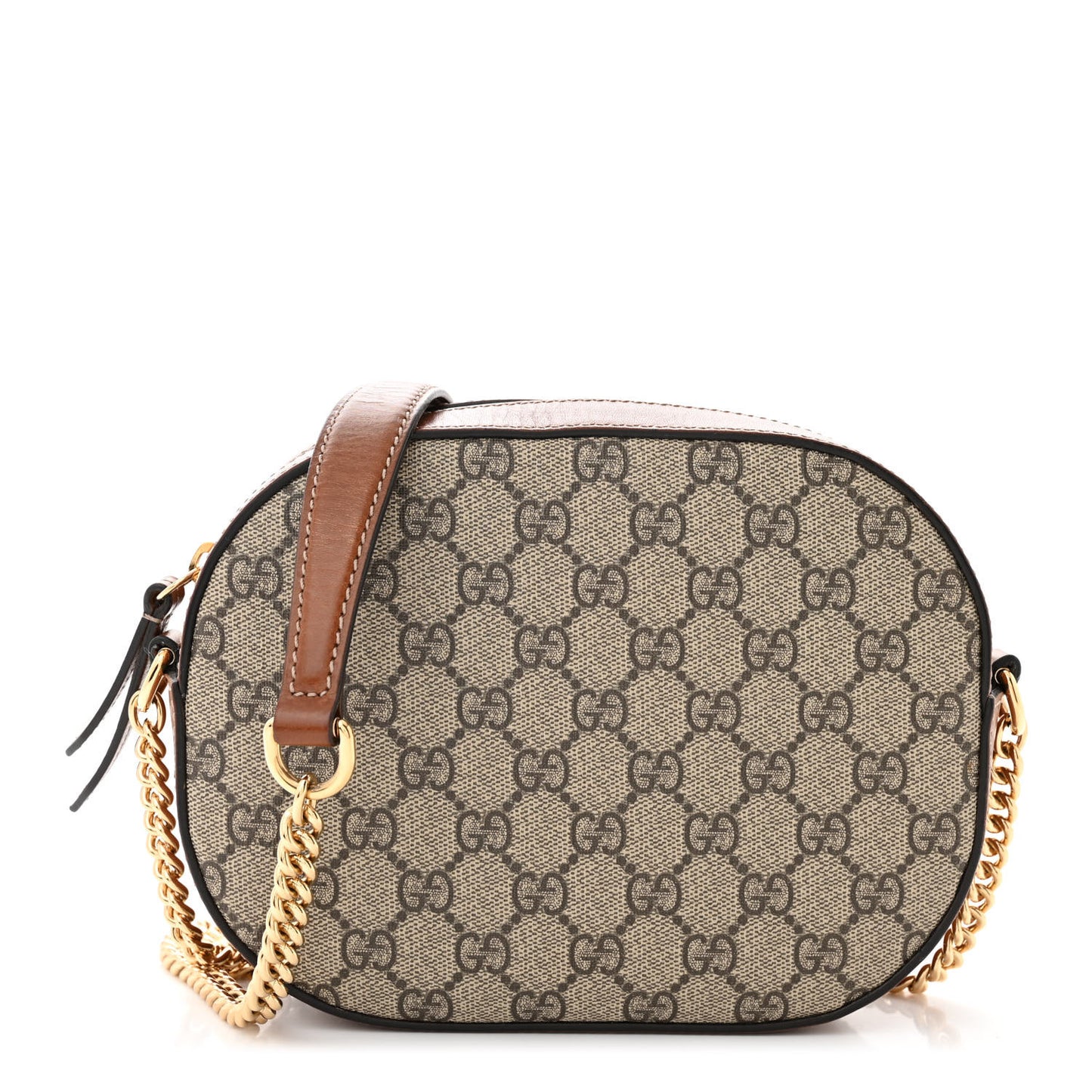 GG Supreme Monogram Cuoio Toscano Mini Chain Shoulder Bag Beige Ebony Cuir