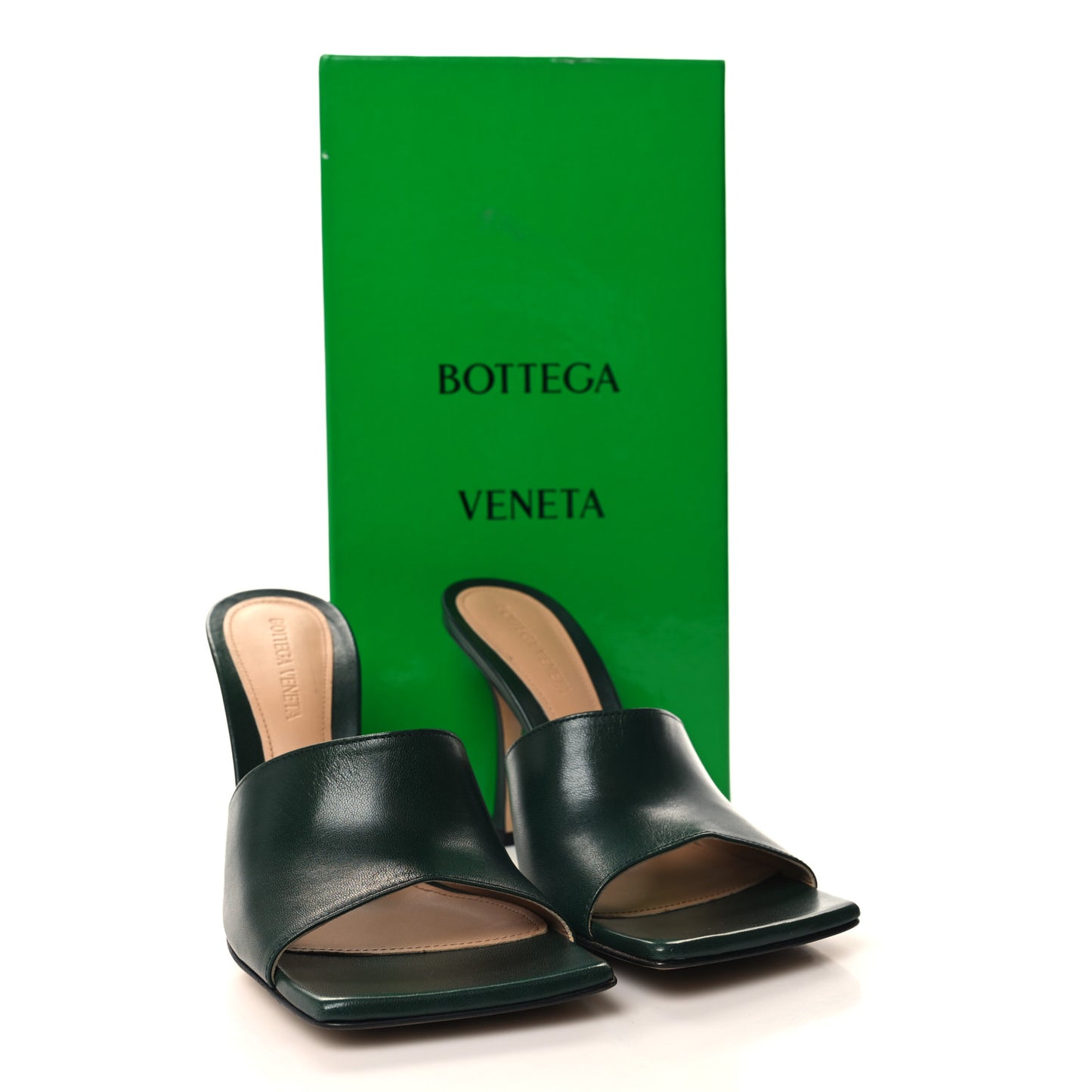 Lambskin Stretch Mule Sandals 38 Pine Green