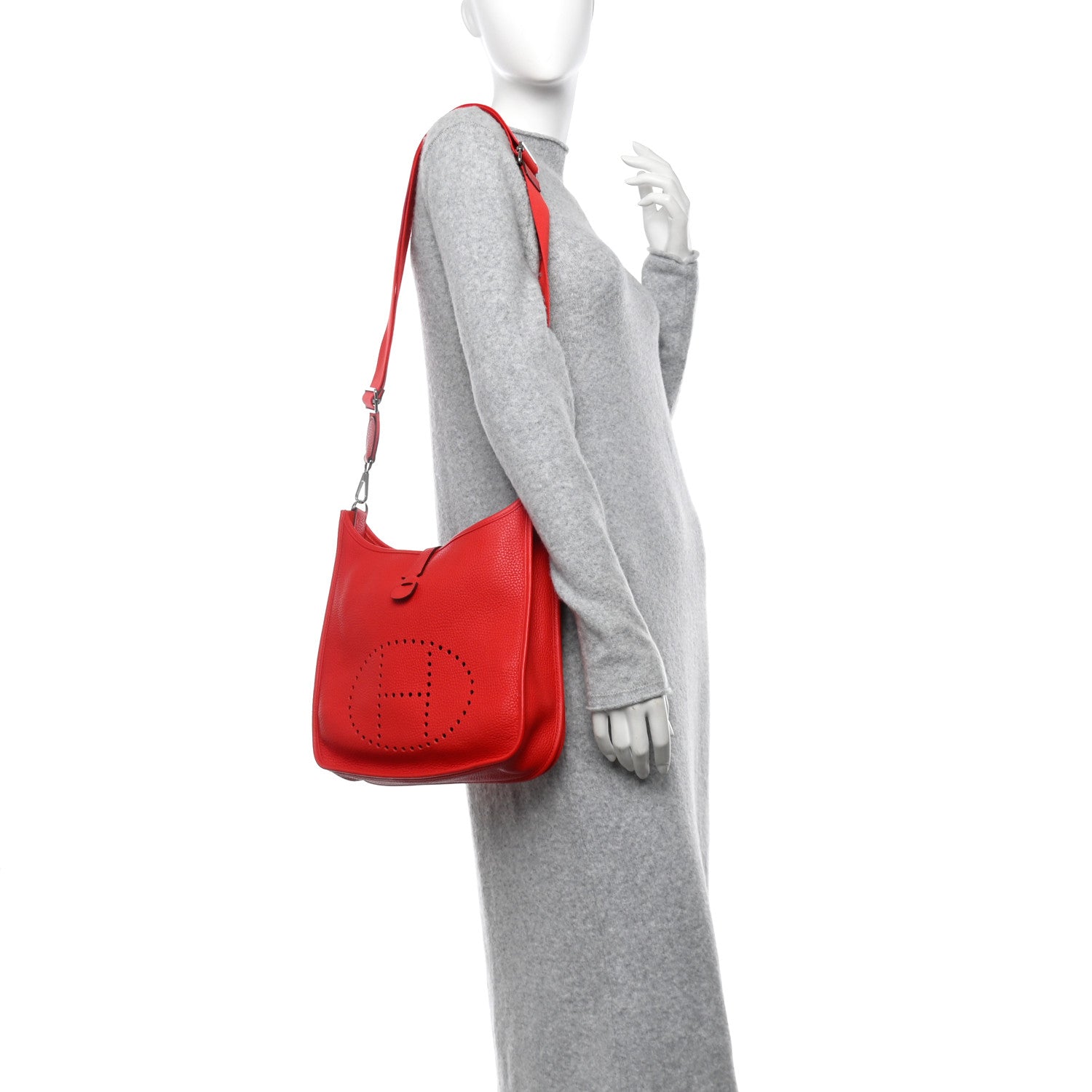 Hermes Taurillon Clemence Evelyne III PM Rouge De Coeur 2 of 10