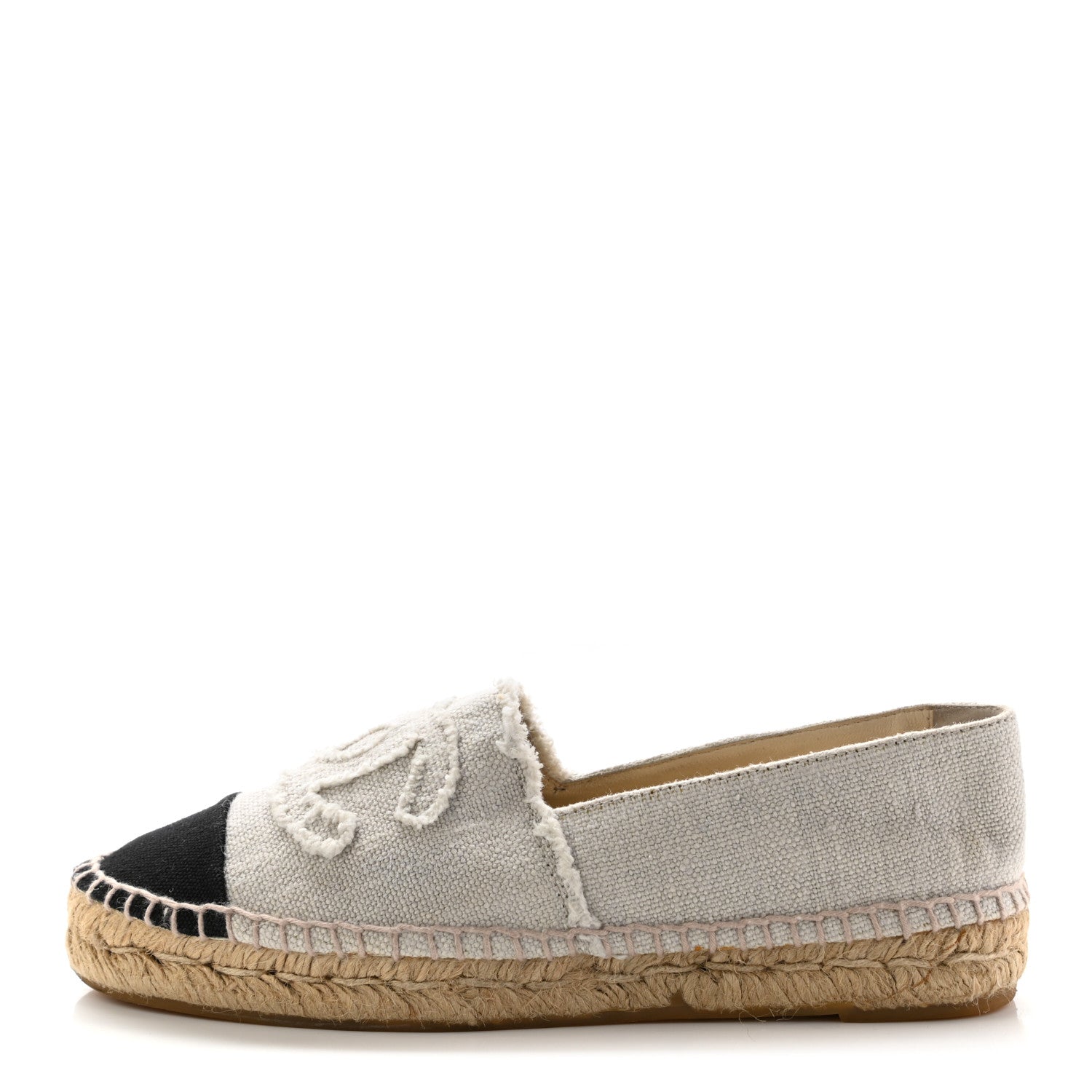 Chanel Linen CC Espadrilles 37 Beige Black 1 of 16