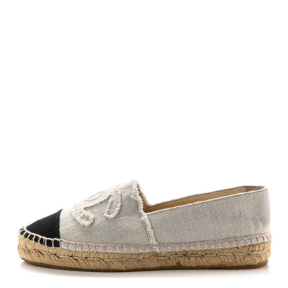Chanel Linen CC Espadrilles 37 Beige Black 1 of 16