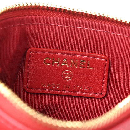Chanel Lambskin Quilted Small Cosmetic Case Red 6 of 7