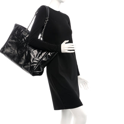 Chanel Glazed Calfskin Large Deauville Tote Black 3 of 8