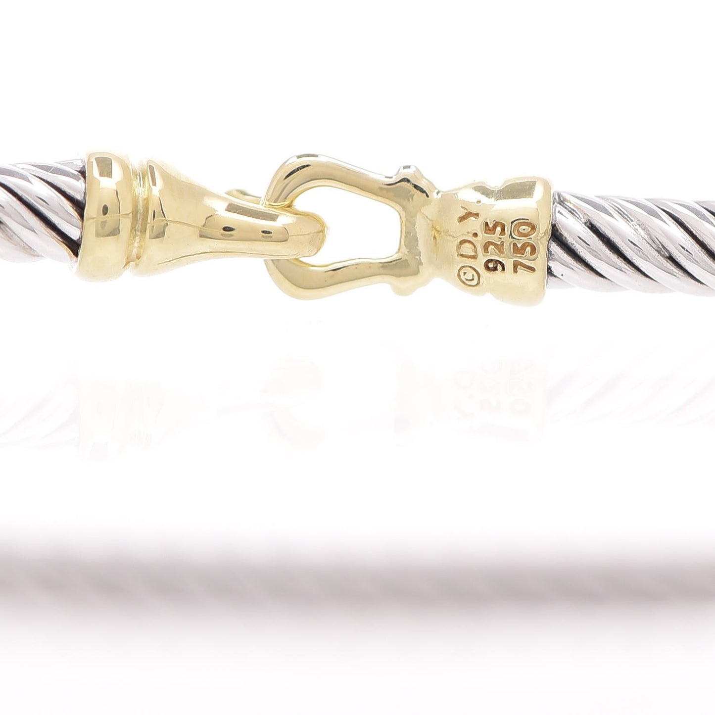 Sterling Silver 18K Yellow Gold 3mm Cable Buckle Bracelet