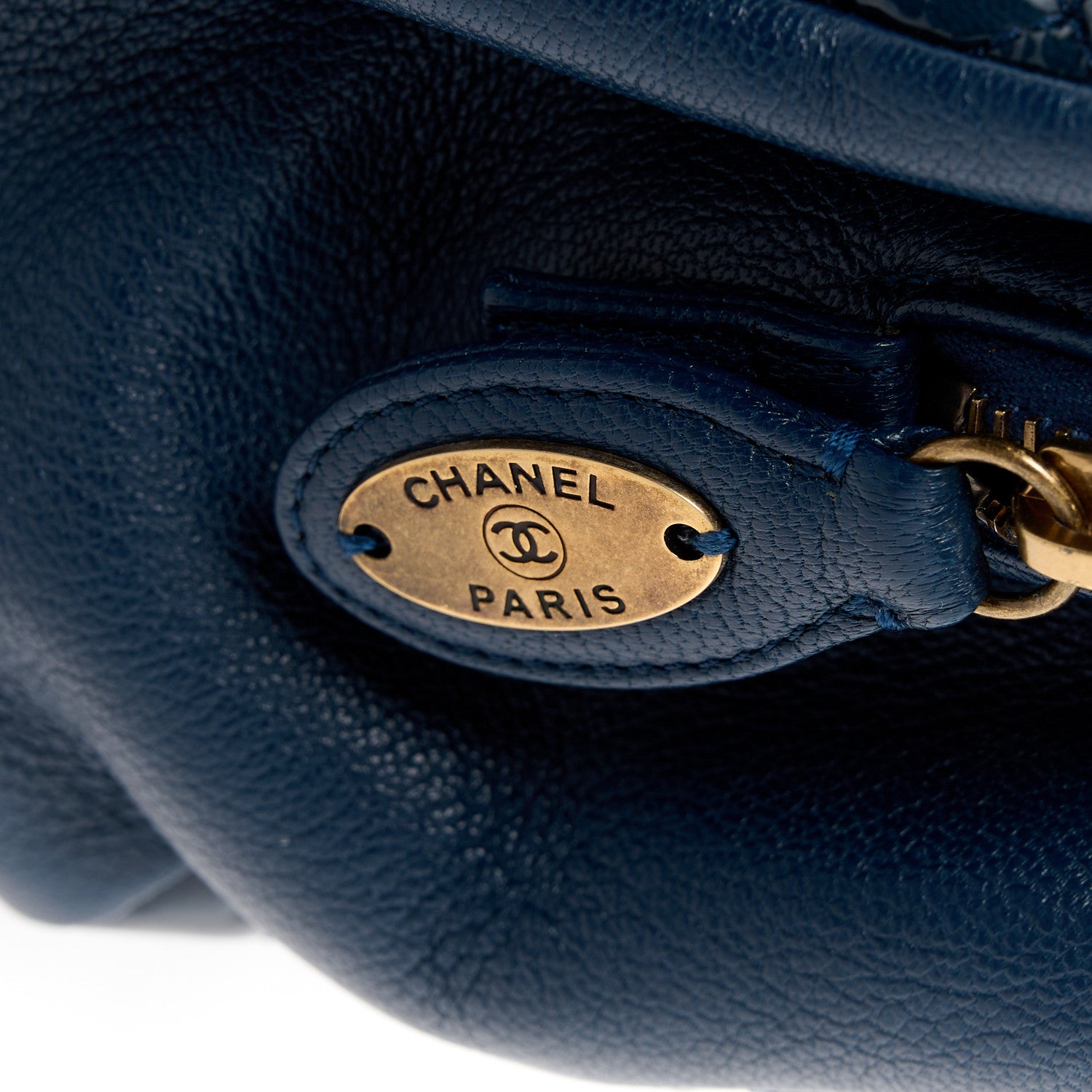Chanel Patent Goatskin Quilted Small CC Eyelet Tote Blue 11 of 15