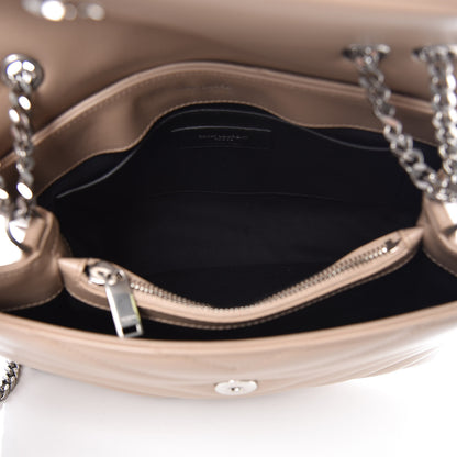 Saint Laurent Calfskin Y Quilted Monogram Small Loulou Chain Satchel Dark Beige 7 of 9